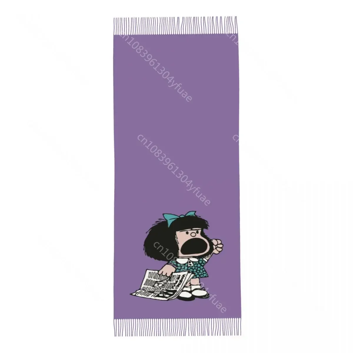 Mafalda Protestando Cachecol para Mulheres, Xales e Envoltório de Inverno Quente, Bonito Desenhos Animados Kawaii, Xale Longo, Roupa Diária