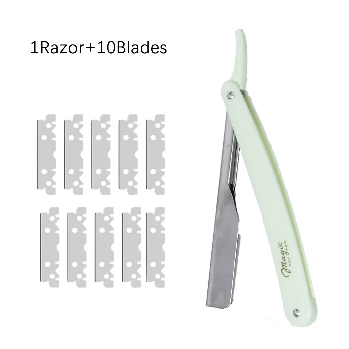 Professional folding shaver with stainless steel straight blade - manual trimmer,with 10pcs blades For Hair Accessories