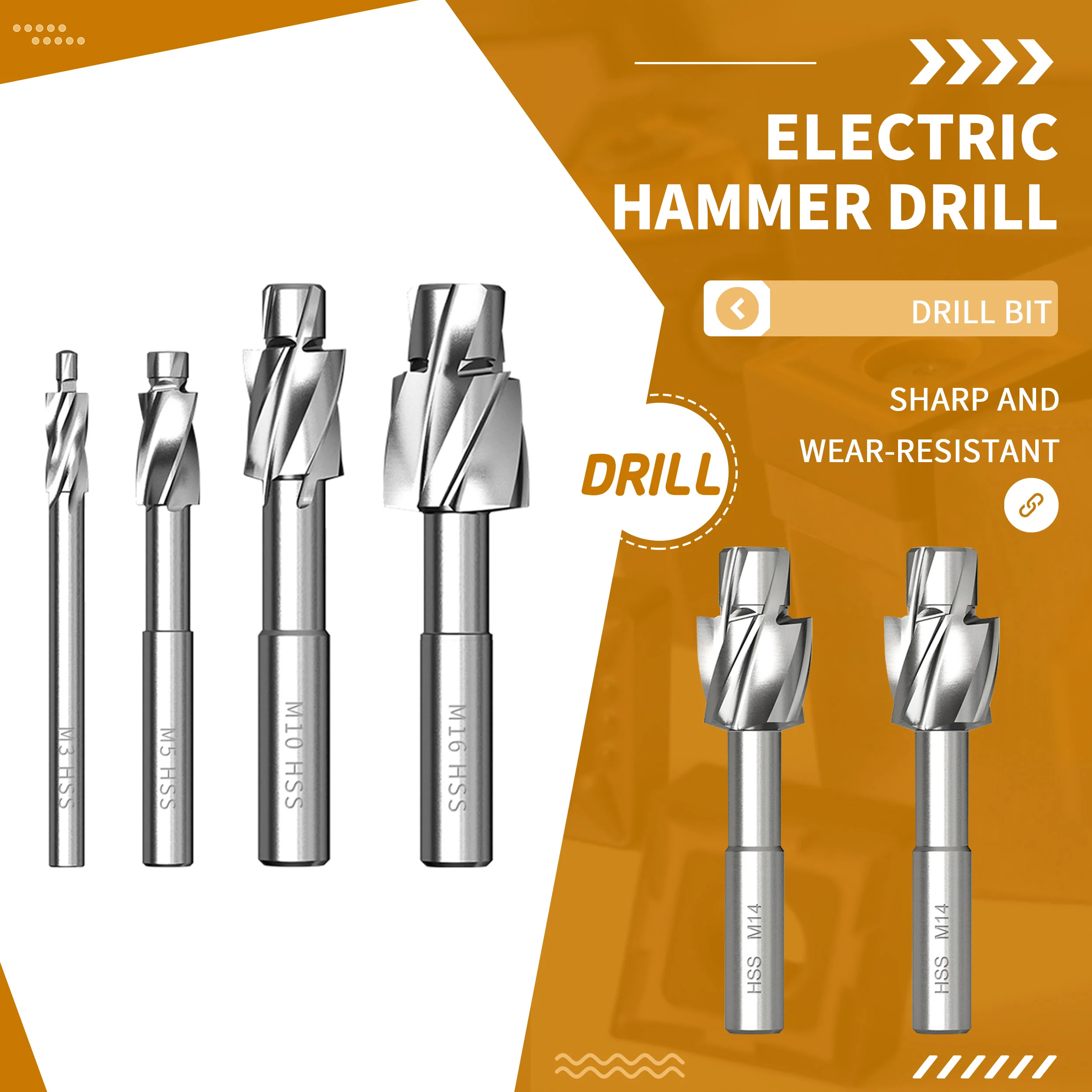 High-speed Steel Countersunk Head Milling Cutter Flat Bottom Countersink Drill Straight Handle White Steel MouthM3M4M5M6M8M10M12