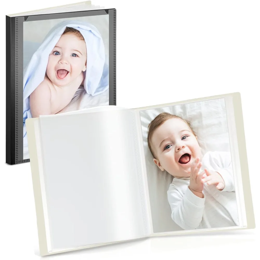 

Small Photo Binder 4x6 (Black), 2-Pack 4 x 6 Photo Book, 24 Pockets Shows 48 Pictures, Mini Plastic Picture Album