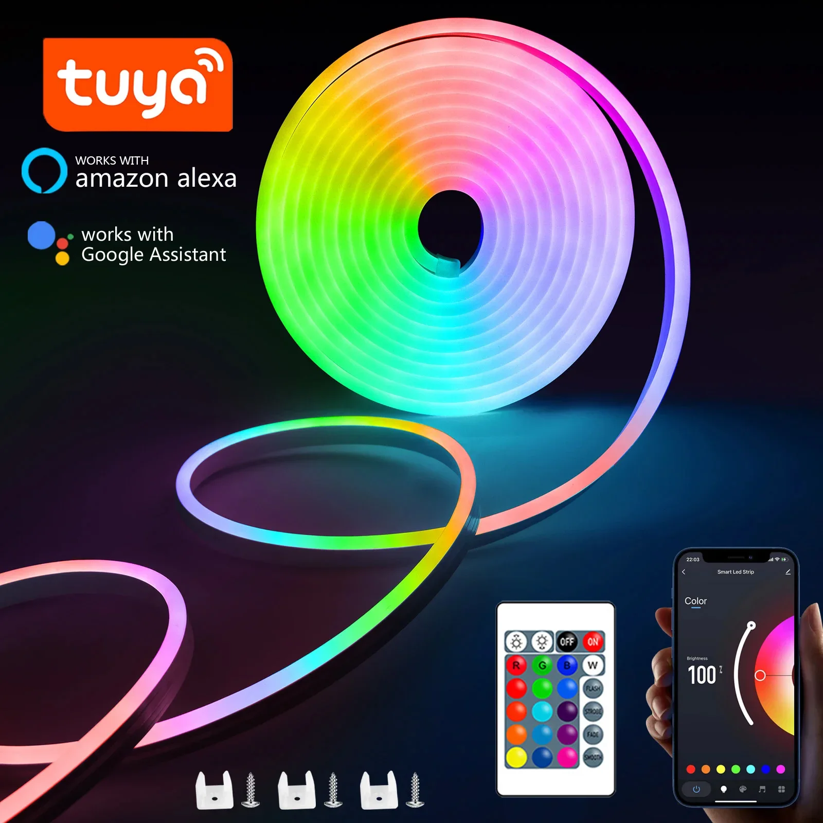 

RGB неоновая светодиодная лента 1/2/3/5M IP65 Водонепроницаемая DIY USB неоновая лента Tuya App Пульт дистанционного управления Гибкая лента для домашнего декора освещения V