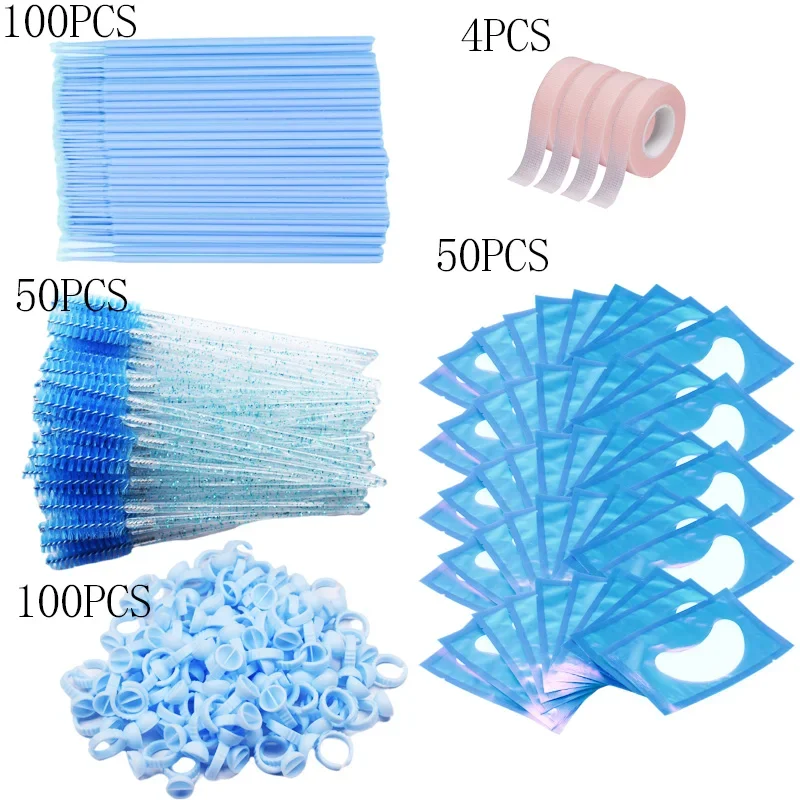 Groothandel Wimperverlenging Benodigdheden Set Wimpers Micro Borstel Tape Lijm Ring Oogkussen Wegwerp Mascara Applicator Wimpers Tool