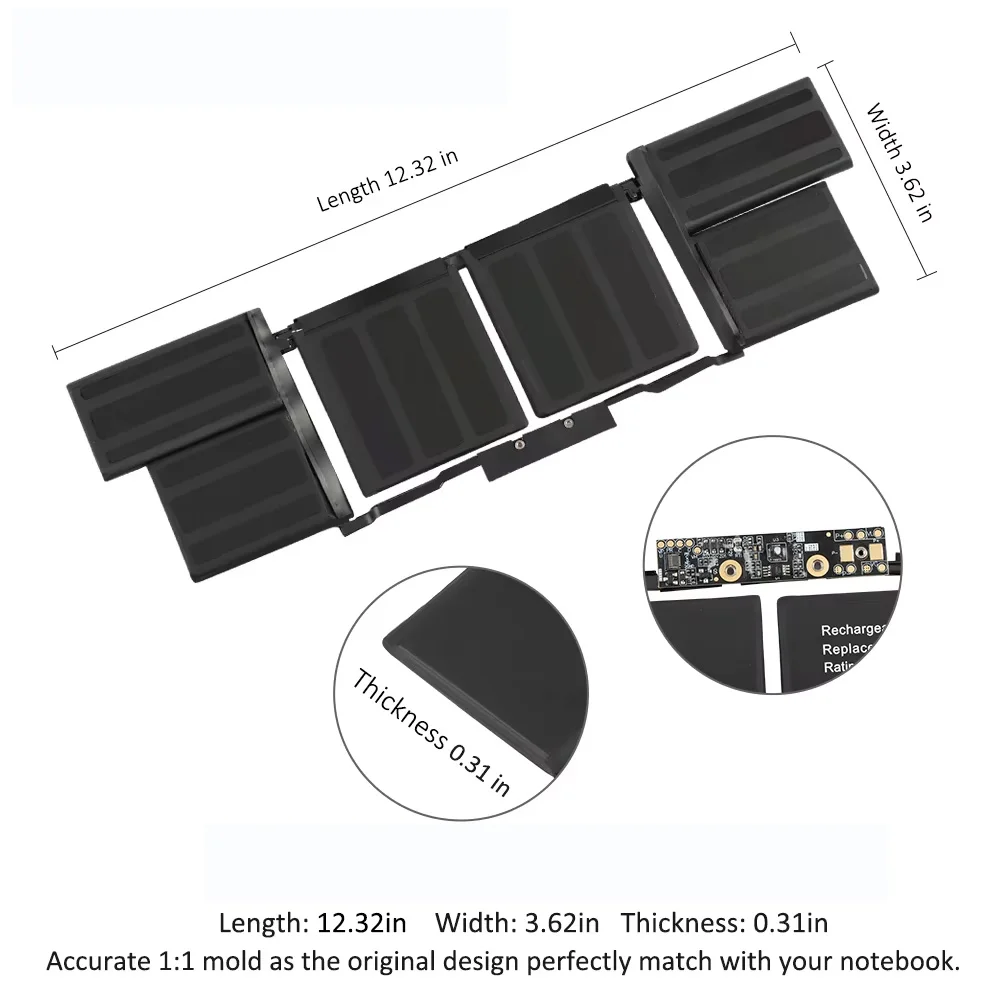 Apple APPLE MacBook Pro 15" A1990 터치바 2018 2019 EMC 3215 MC3359 83.6Wh 7337mAh용 SKOWER A1953 배터리