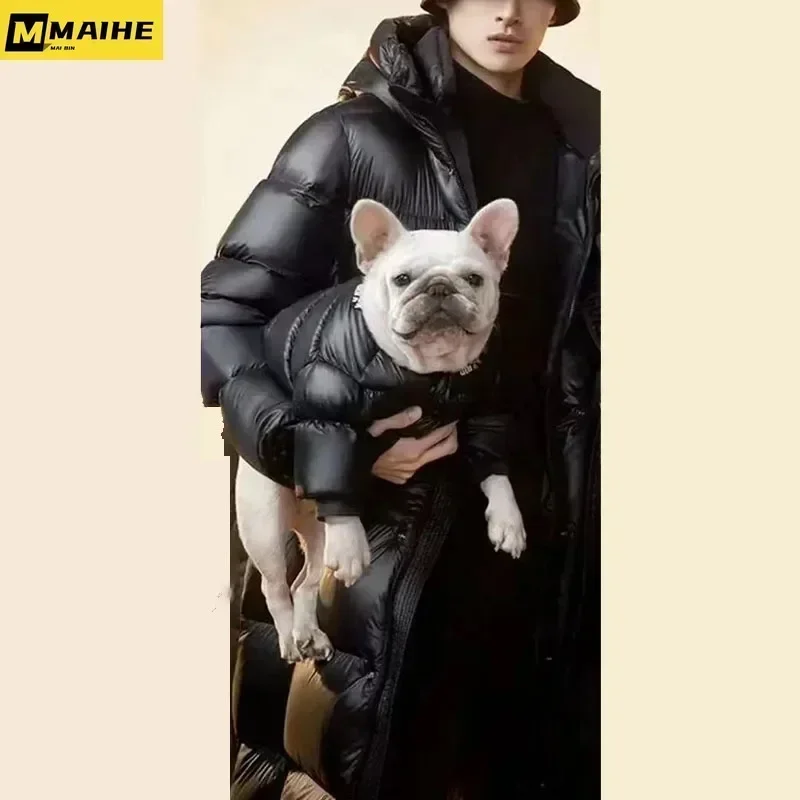 White Duck Plush Thicken Down Coats Men 2024 Winter Black Long Hooded Casual Outerwear Fashion Cardigan Ciepła kurtka męska