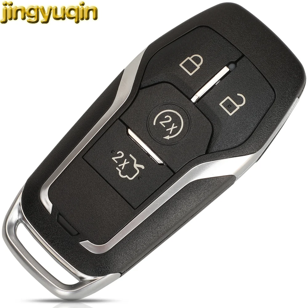 Jingyuqin 3 Buah Cangkang Kunci Remote Pintar untuk Ford EDGE Explorer Fusion Mondeo 2.0T KUGA Mustang 2013-2017 Fob Masuk Tanpa Kunci Mobil