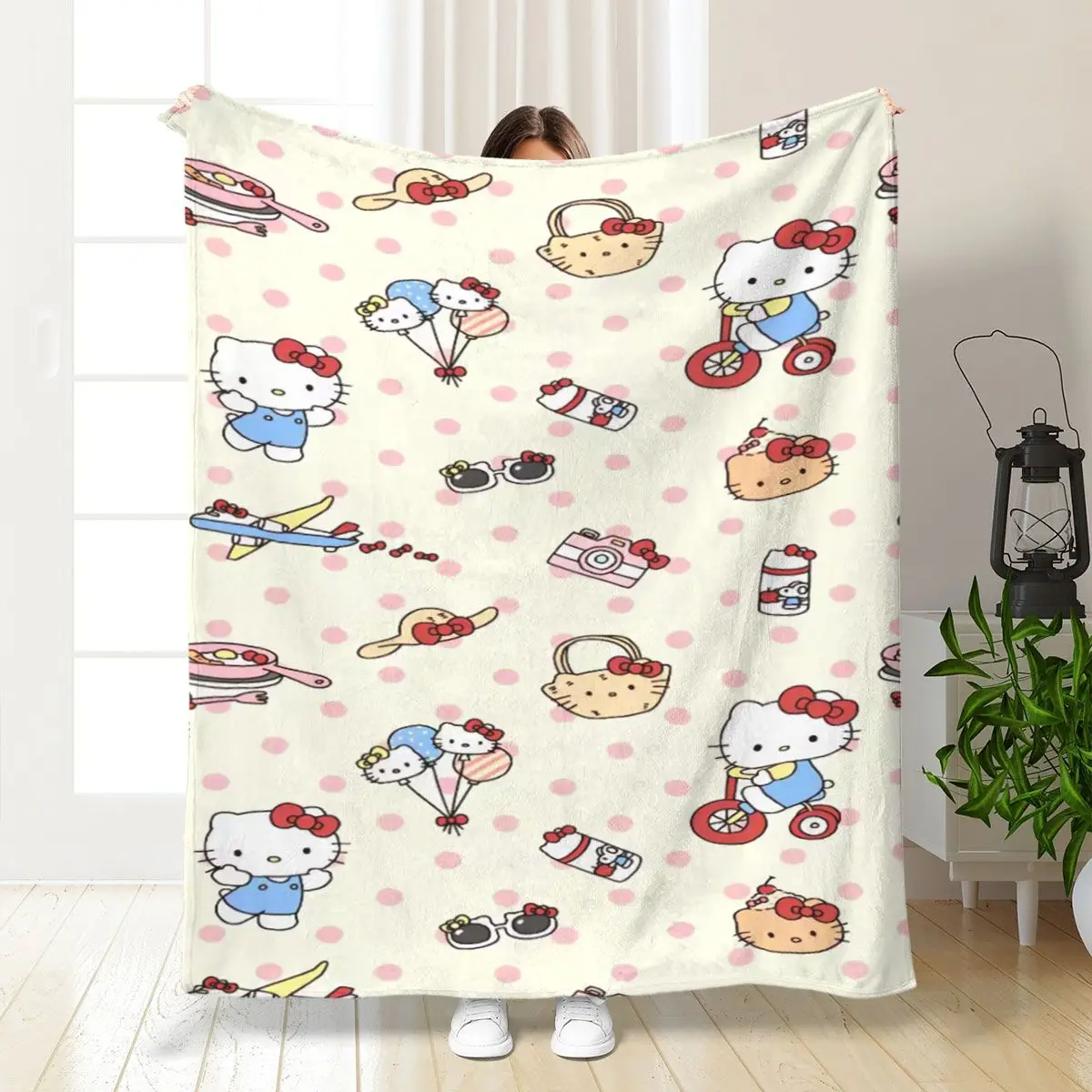 Sanrio Kawaii Hello kitty Blanket Office Nap Pink Comfortable Facecloth Cover Subtlety Blanket Sofa Air Conditioning Felt Girls