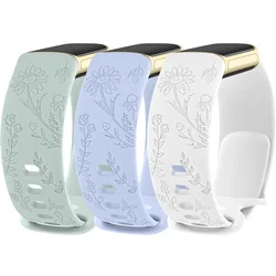 Silicone Flower Engraved Band for Fitbit Charge 6 5 Strap Bracelet Watchband For Fitbit Charge 6/Charge 5 Wristband Replacement