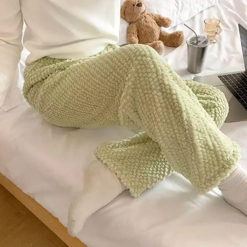 

Женские пижамные штаны, осенние и зимние фланелевые штаны, женские новые свободные теплые утепленные зимние женские пижамы на флисовой подкладке, домашняя повседневная пижама