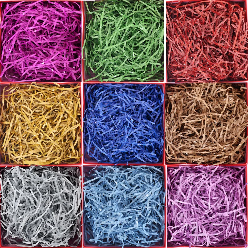 Colorful Shredded Crinkle Lafite Paper Raffia Filler DIY Wedding Party Gift Box Candy Material Packaging Filler