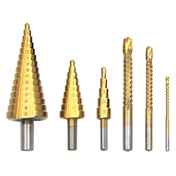 4-12/4-20/4-32mm Triangular Handle Straight Groove Ladder Drill 3/6/8 Saw Drill Tower Drill Hole Opening Tool 6pc Drill Bit Set