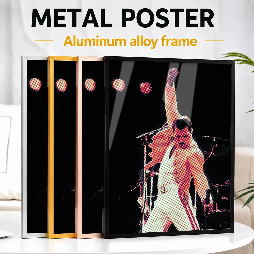 Freddie Mercury Framed Metal Print Customized Recording Tribute Wall Art Designed For Vinyl Collectors To Display In Music Room