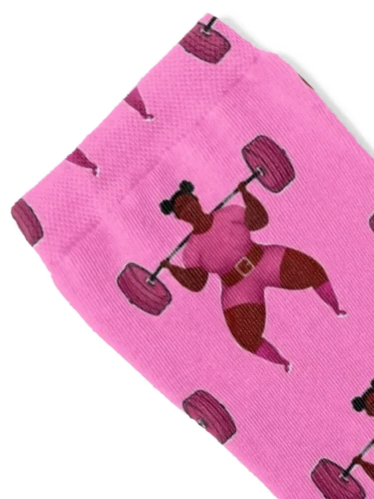 Strong Women Powerlifting gym girl in Pink Socks cool christmas gift hiking Women's Socks Men's