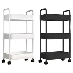 3 Layer Kitchen Cart with Caster Wheels Multifunctional Organizer Corner Shelf