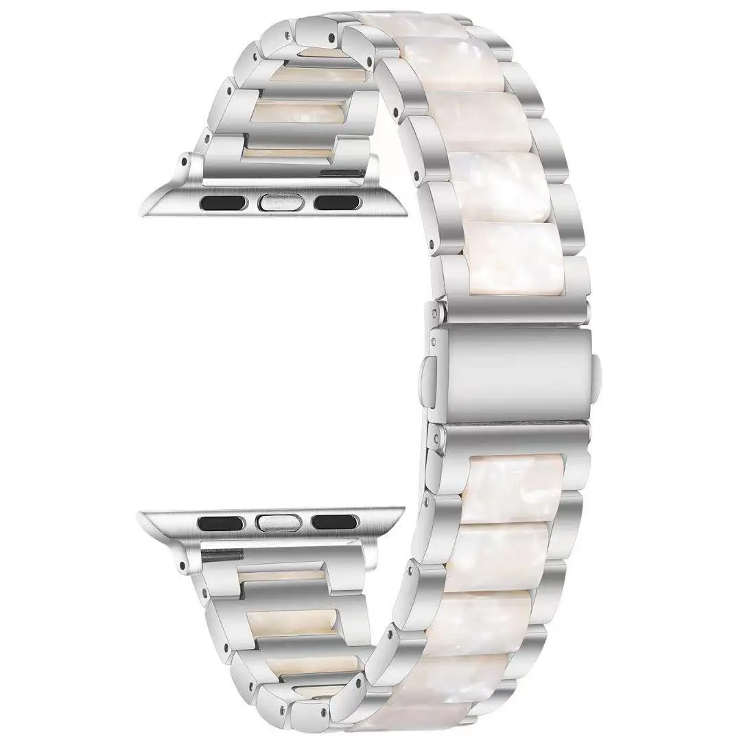 Luxury Metal+Resin Strap for Apple Watch Ultra 10 9 8 7 49mm 46mm 45mm 44mm 42mm 41mm 40mm 38mm Stainless Steel iWatch 6 5 4 SE