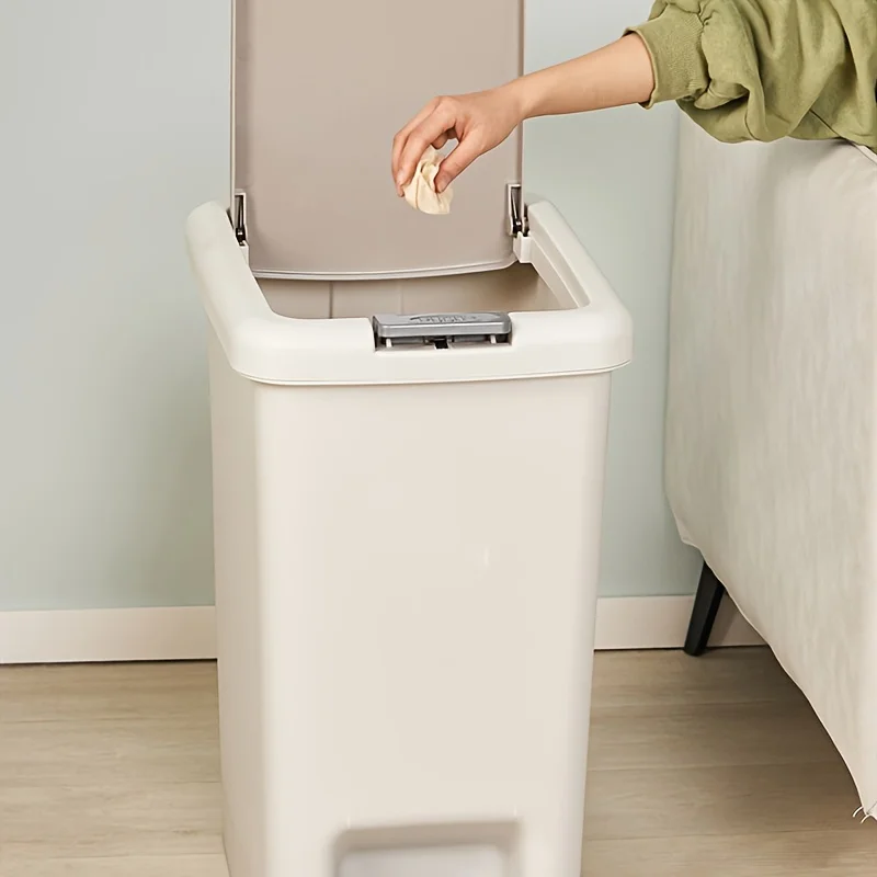 Odor-Sealing Rectangular Foot Pedal Trash Can - Space-Saving, Easy-to-Use, and Hygienic Waste Management Solution for Office