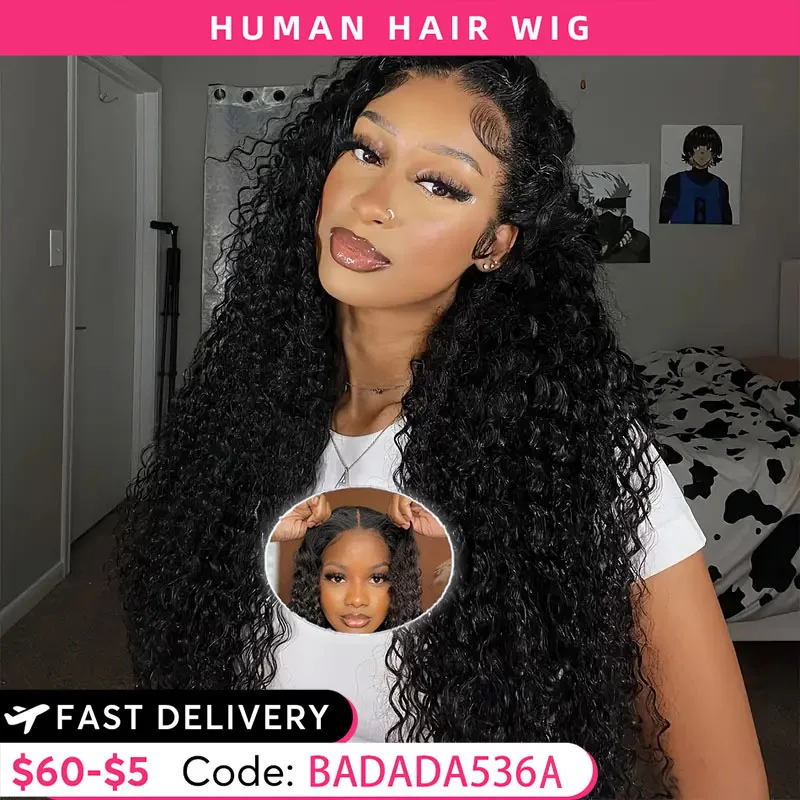 5x5 Deep Wave Water Wave Brazilian Hair Glueless Wig 4x4 Glueless Wear Go Precut Lace Curly Human Hair Frontal Wigs For Women