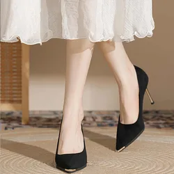 Black High-heeled Shoes Women's Fine-tipped Spring-autumn New-style Sequins Crystal Wedding Shoes Pointed-toe Sexy Shoe