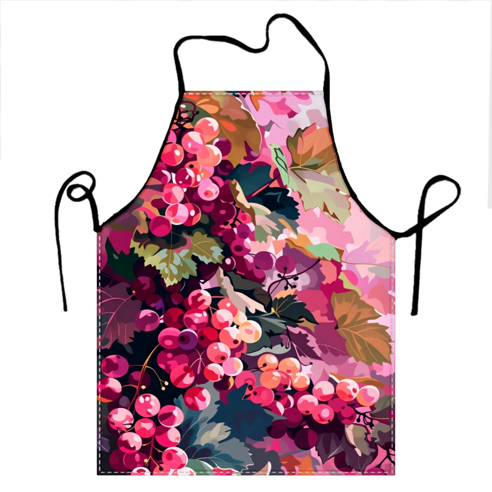 Floral Grape Pattern Apron For Cooking And Baking With Adjustable Straps And Vibrant Design