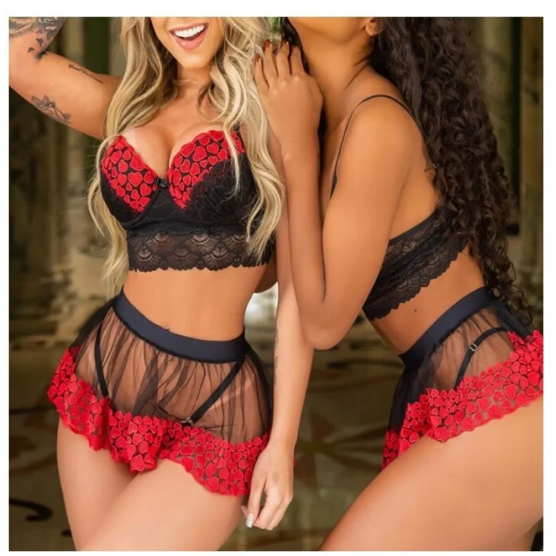 Lingerie Halter Lace Suit fora do terno uniforme de três pontos