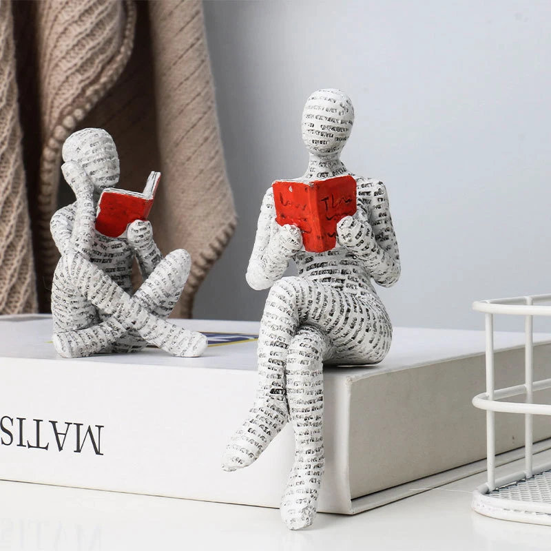 Reading Woman Thinker Statue Decoration Creative Art Design Modern Home Office Bookshelf TV Cabinet Accessories Desk Decoration