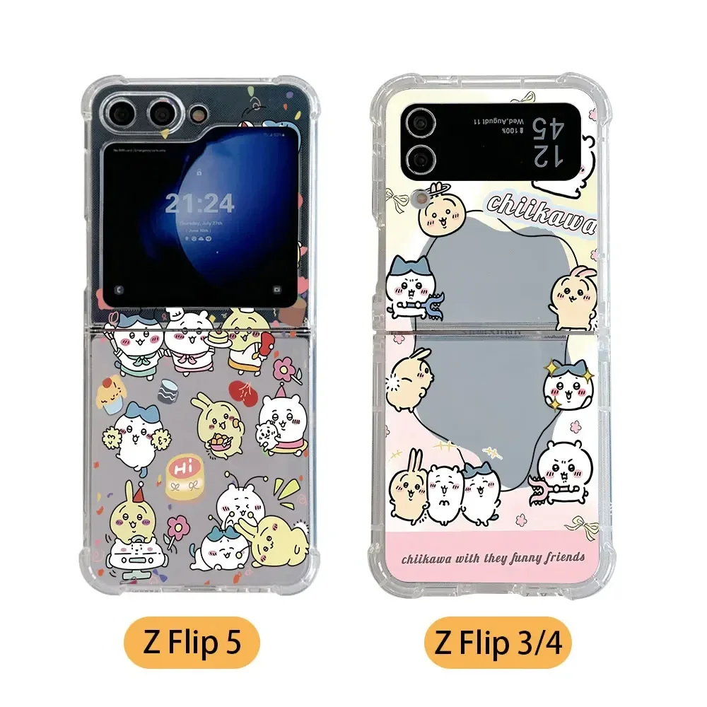 Japan comics Cute Chiikawas Phone Case for Samsung Galaxy Z Flip 6 3 4 Z Flip 5 Z Fold 4 5G PC Soft Anti-fall Back Cover