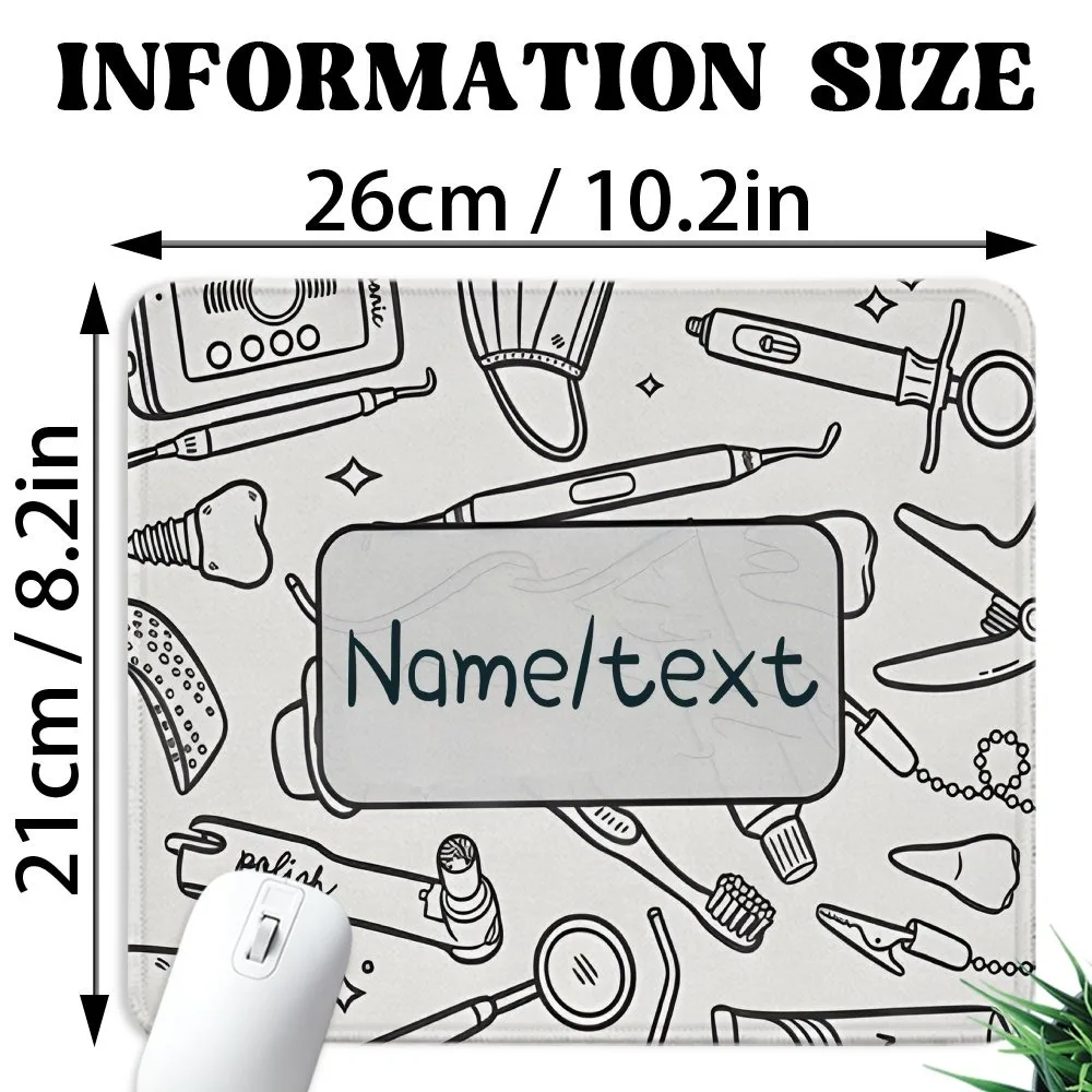 Customized Personalized Dental Graphic Desk Mat With Custom Name Text, Smooth Waterproof Wipeable Surface For Home Clinic PC