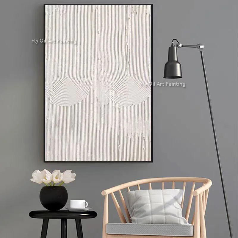 

Abstract White Texure Thick Oil Paitning On Canvas Handpainted Brown And Beige Artwork Original Design Wall Art For Home Decor