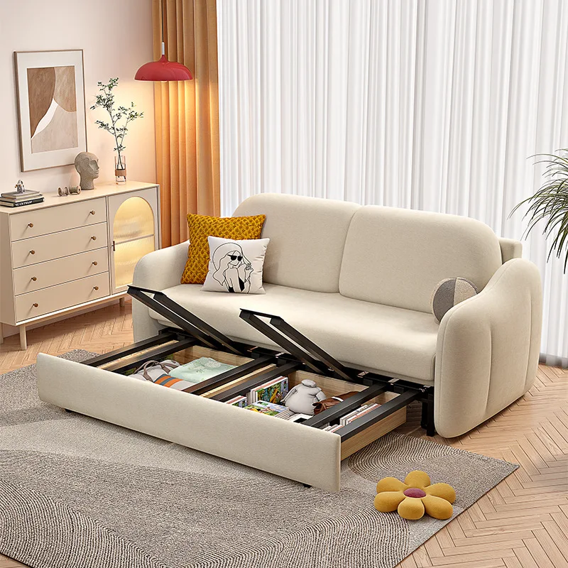 

Multifunctional sofa bed, sitting and sleeping room, foldable small apartment, simple technology fleece storage, retractable bed