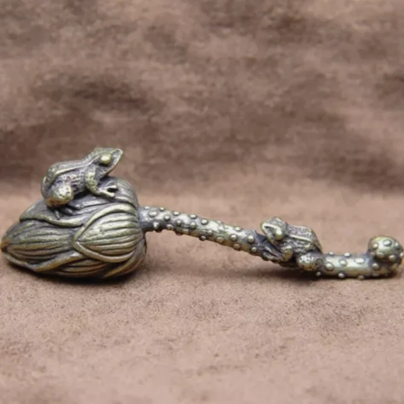 Antique Brass Lotus Zen Small Ornament Copper Animal Miniatures Figurines