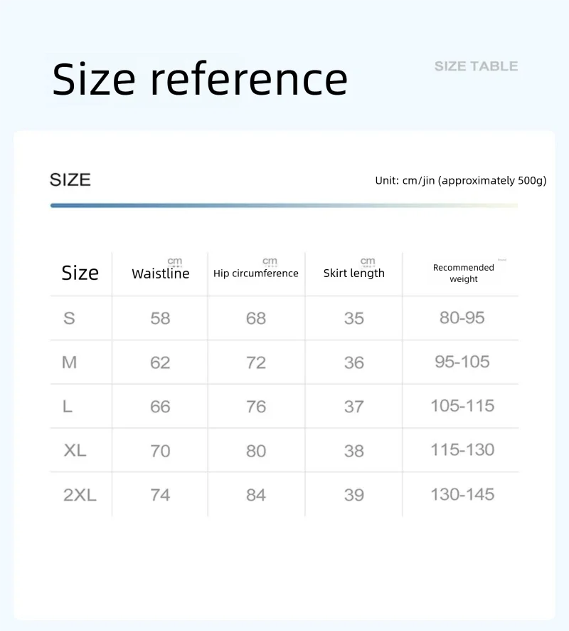 Size chart and fit details