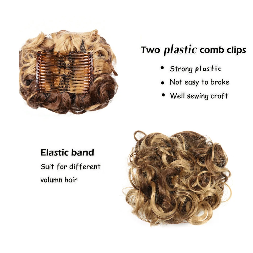 Roztrzepany kok z grzebieniem Scrunchie Chignon Hairpiece Curly Dish Hair Bun Extension Combs in Messy Bun Hair Piece dla kobiet i dziewcząt