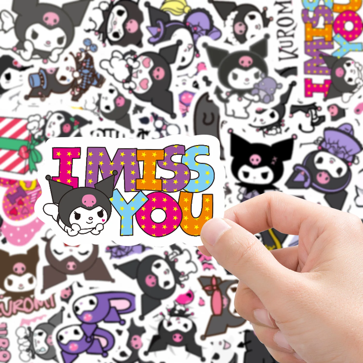 50pcs 어린이 스티커 만화 Kuromi 귀여운 데칼 장난감 소녀 노트북 Kawaii 미적 애니메이션 장식 어린이 스티커