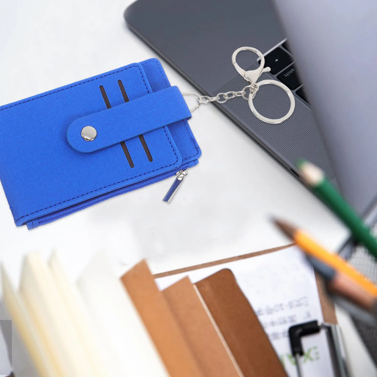 Card Holder Keychain PU Material Waterproof Card Holder Wallet for Work Id Badges Passes Daily Use