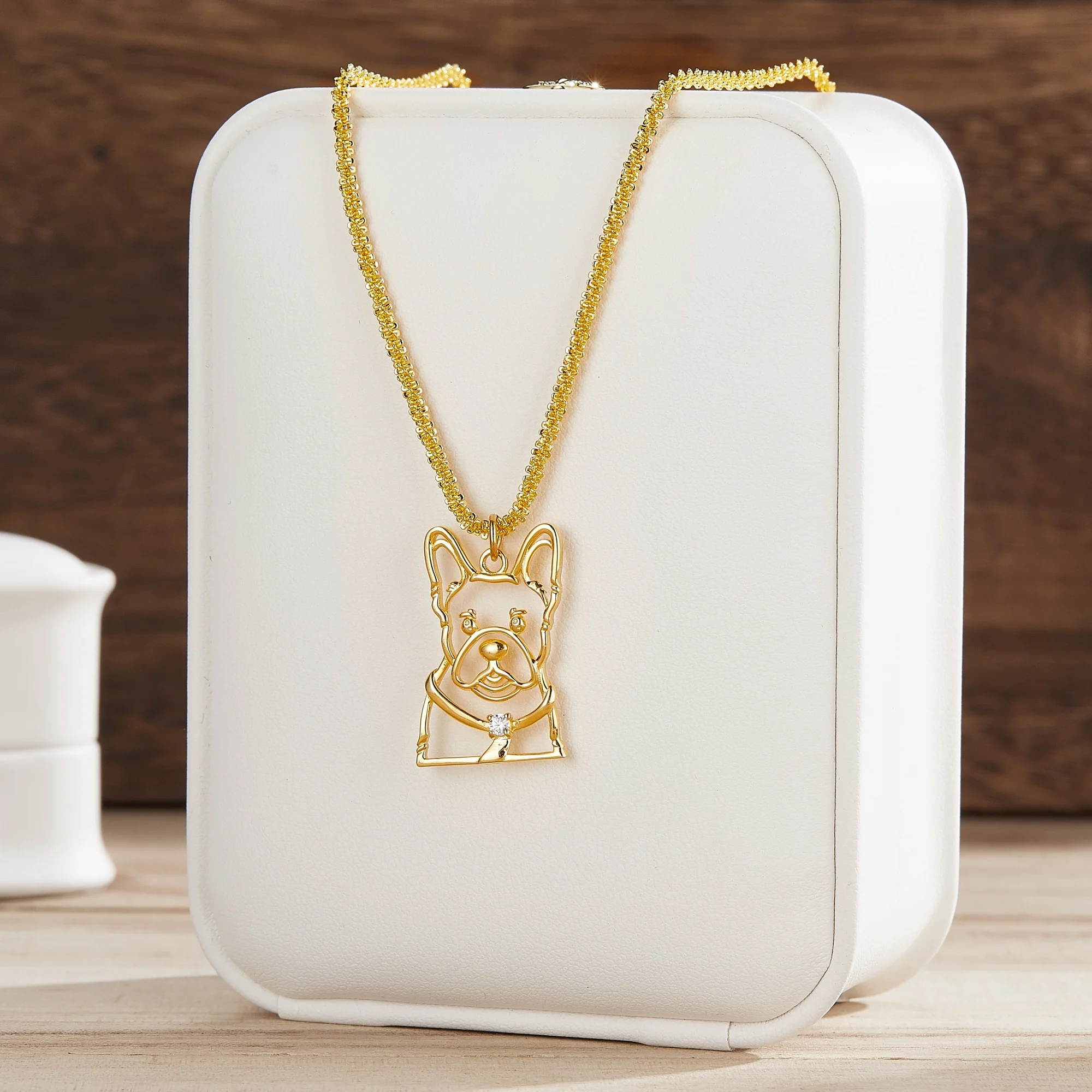 14k Real Solid Gold French Bulldog Necklace Personalized Pet Pendant  Pet Portrait Gifts Pet Jewelry