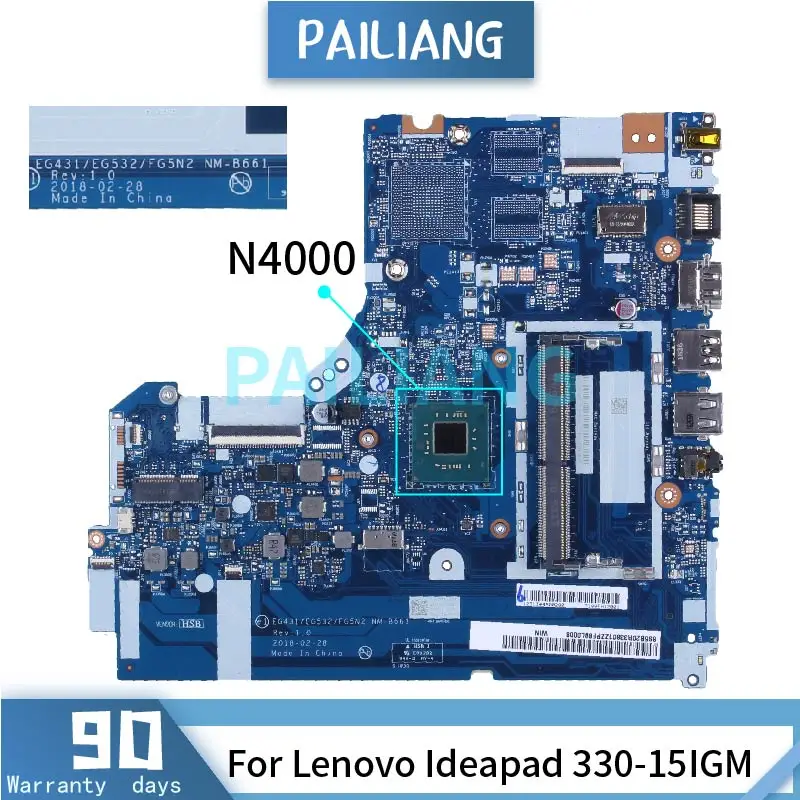 

For Lenovo Ideapad 330-15IGM N4000 Laptop Motherboard NM-B661 5B20R33801 DDR4 Notebook Mainboard