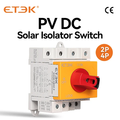 ETEK DC interruptor aislador Solar PV 1000V 32A 2P montaje en carril Din mango giratorio seccionador CE para EKD6-DB32 certificado Solar