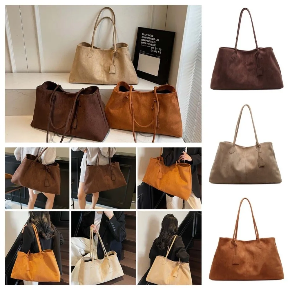 

Casual Shoulder Pouch Suede Shoulder Bag Storage Suede Bucket Bag Suede Handbag Korean Style All-match Underarm Tote Bag Office