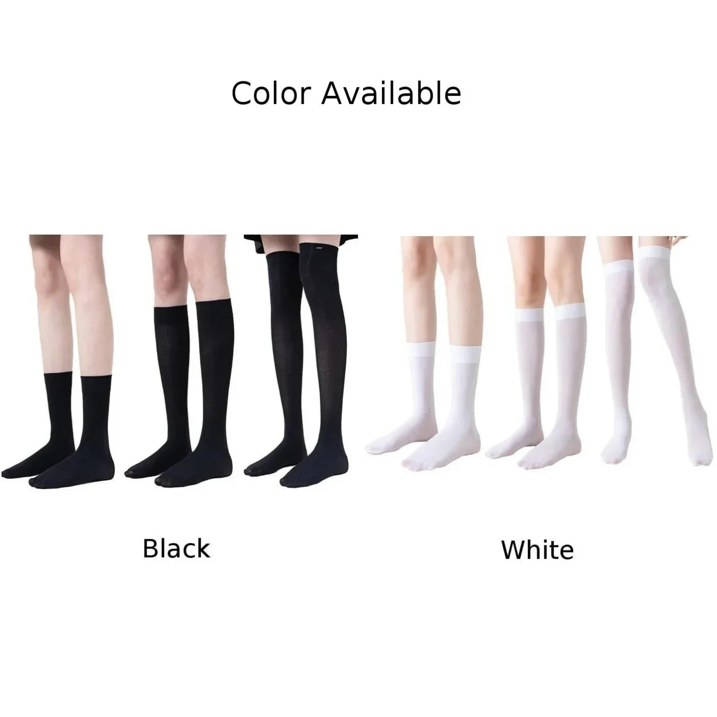 JK-medias de Cosplay para mujer, calcetines finos hasta la rodilla para niñas, bonitos calcetines largos de Lolita blancos y negros, medias de terciopelo hasta la pantorrilla