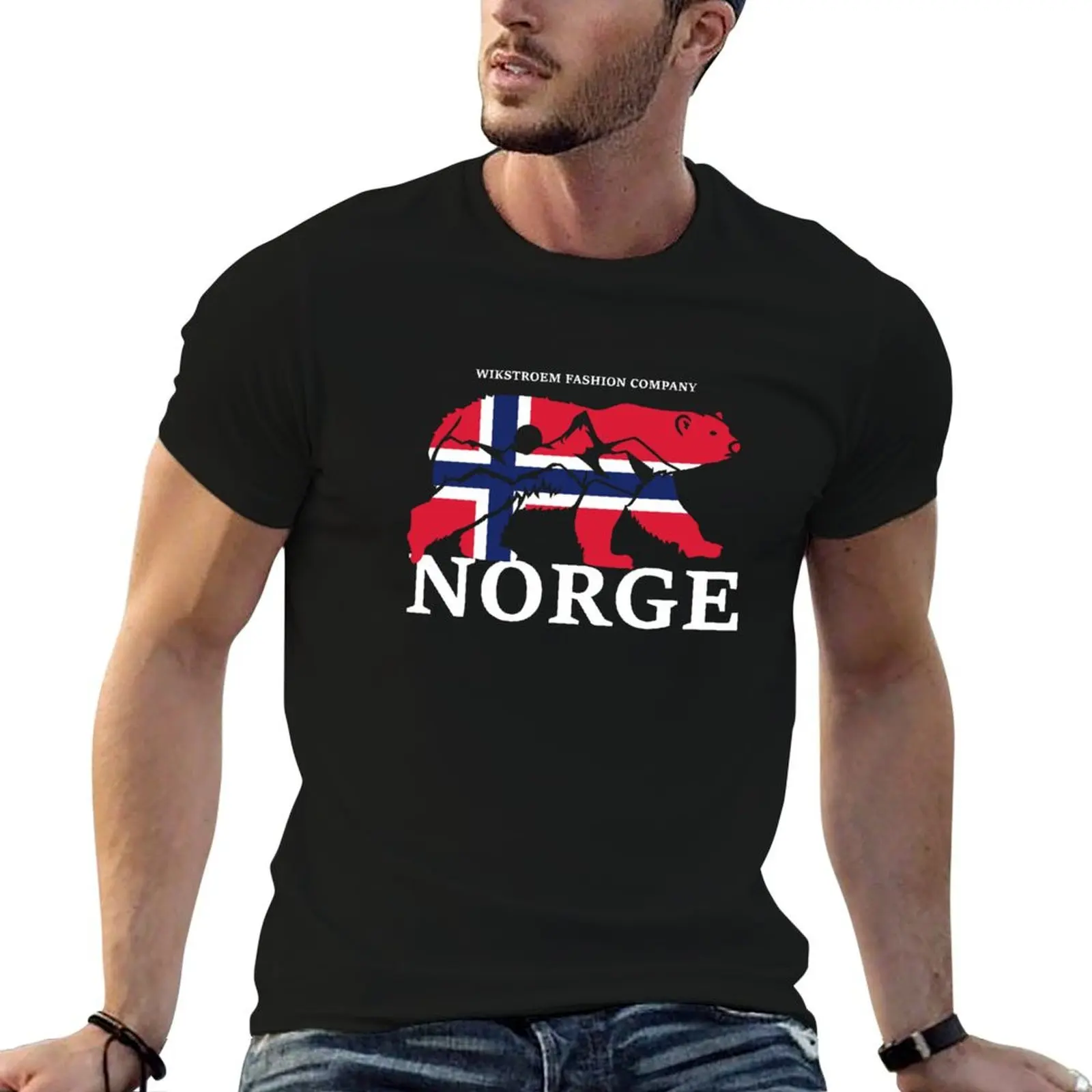Norway bear hiking mountains nature expedition vacation T-Shirt t shirts for man cotton funny t shirt man casual T-Shirt
