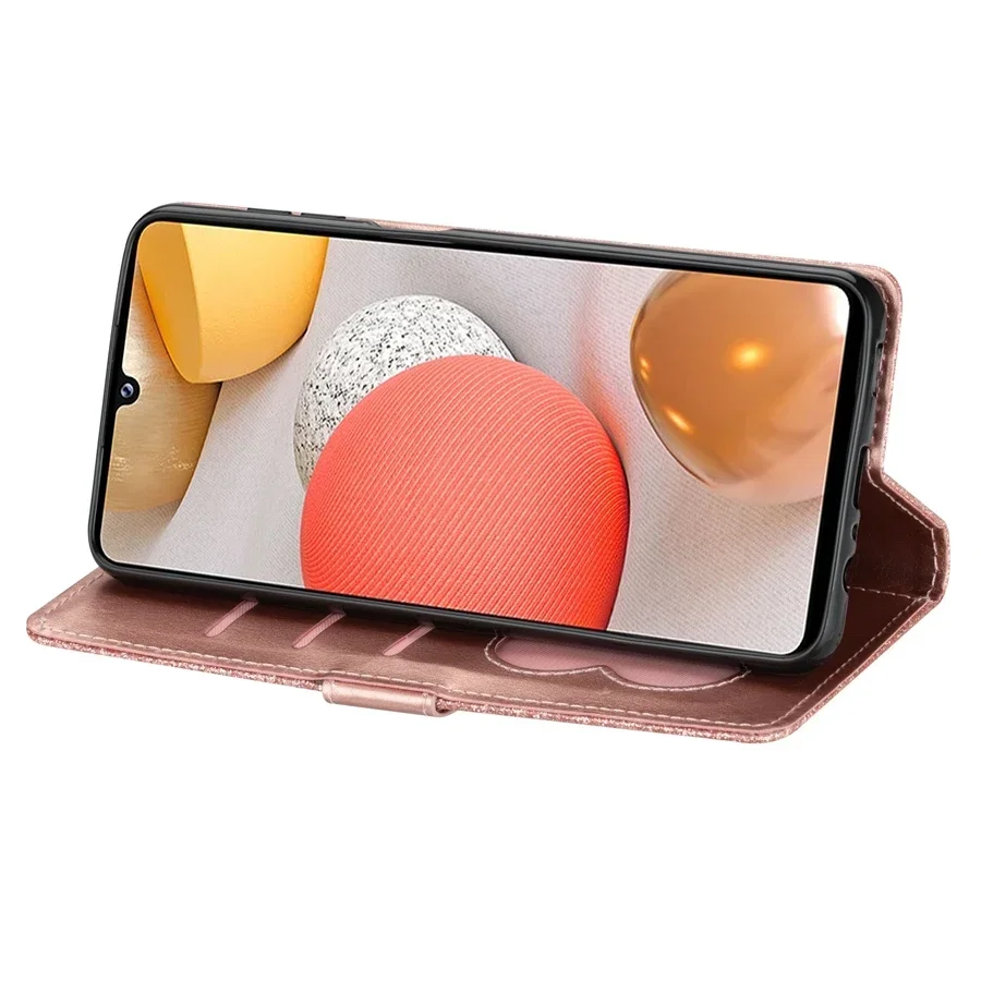 Funda de cuero con purpurina para Samsung Galaxy A05s, A13, A14, A15, A23, A24, A25, A32, A33, A34, A35, A41, A51, A52, A53, A54, A55, A71