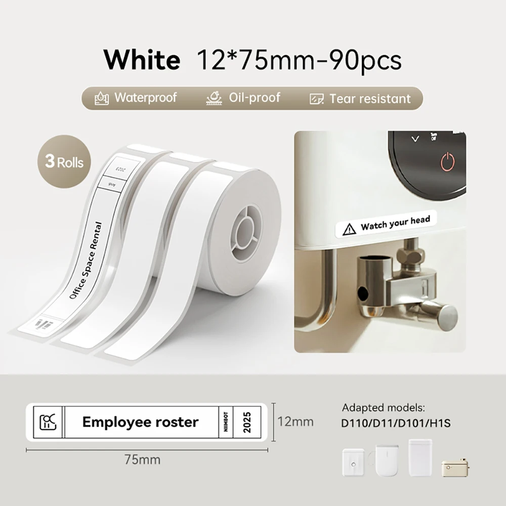 Waterdicht Label Papier Anti-Olie Afdrukken Label Prijs Tape Krasbestendig Label Sticker voor Niimbot D11 D110 D101 H1S
