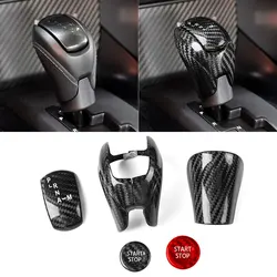 For Nissan GTR R35 2008-2016 Real Carbon Fiber Gear Shift Handle Head One-touch Start Button Cover Set Car Interior Accessories