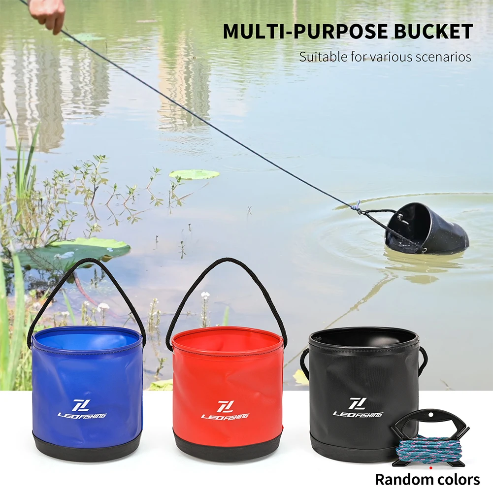 4.5L EVA Round Bucket Fishing Rope Pulling Bucket Portable Small Fishing Bucket Folding Bucket Fishing Gear Multi-functional T