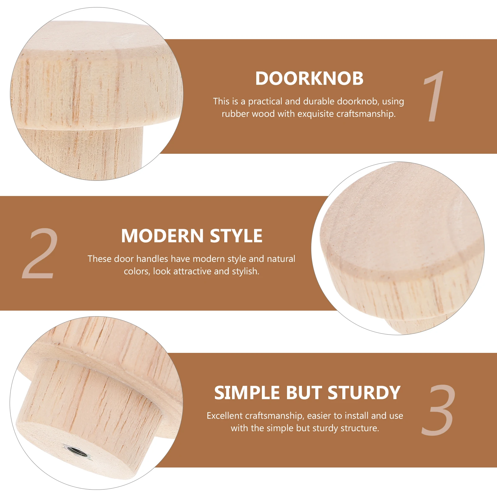 

6Pcs Round Wooden Door Knobs Rubber Wood Furniture Handles Durable Wardrobe Cabinet Drawer Pulls Door Knobs Wardrobe Handle