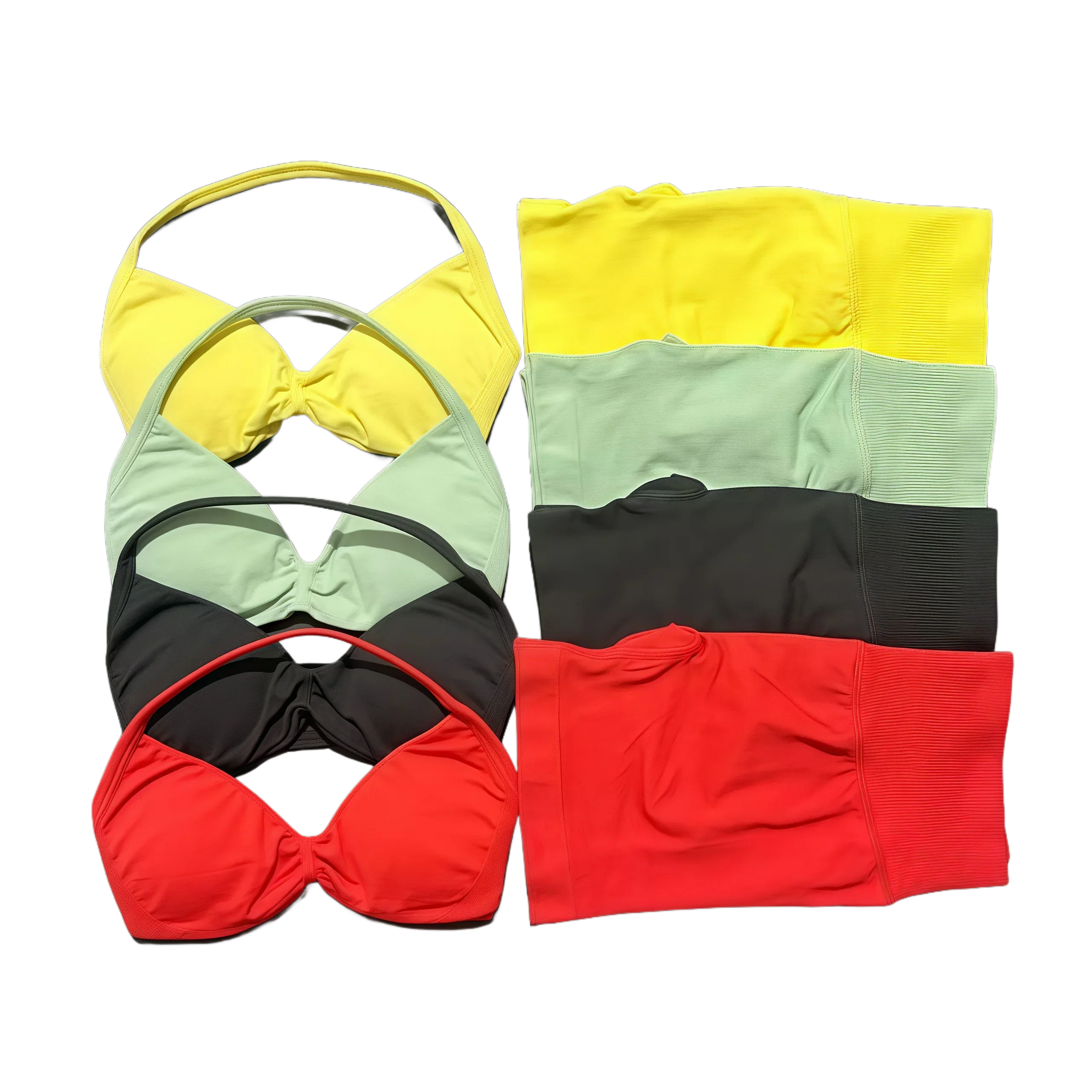 

With Logo 2PCS Yoga Fitness Suit Women's Seamless Lace-Up Yoga Bra Top High Waist Workout Scratch Shorts Sports Fitness Suit