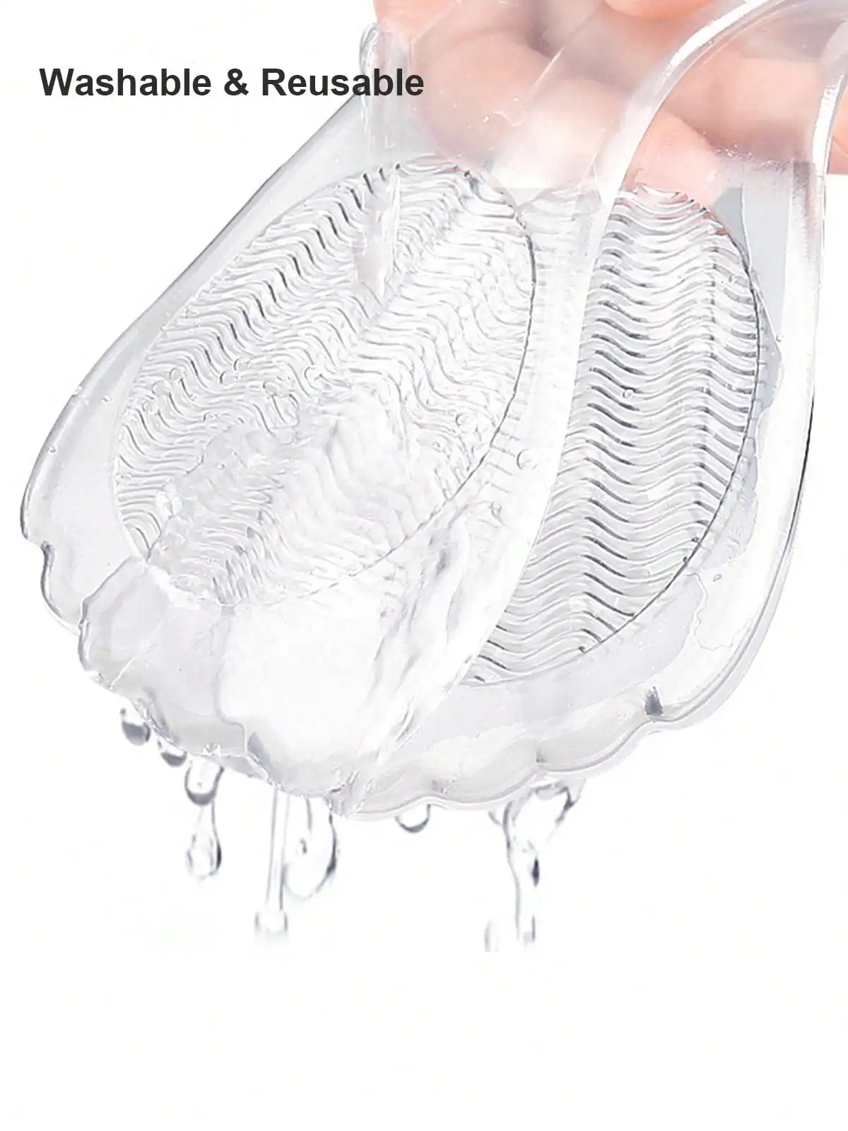 Transparente Fußkissen aus Silikongel | Rutschfeste, stoßdämpfende Einsätze für High Heels und Sandalen, ganztägige Komfortpolster – Detail 3