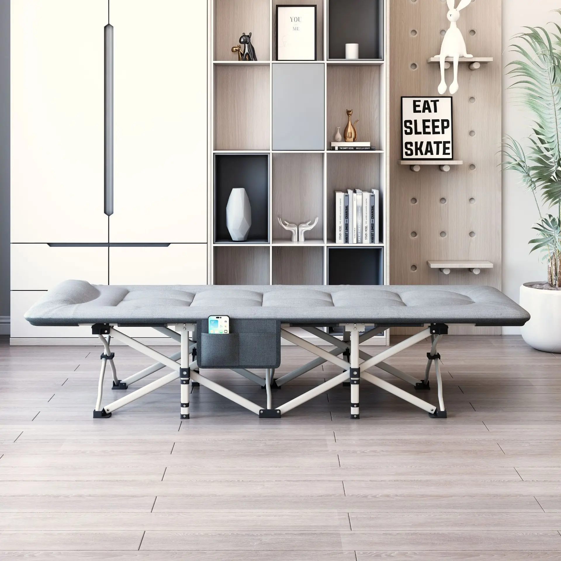 Power leap único sofá cama ao ar livre portátil premium pérola dobrável berços cama com luxuoso colchão de espuma memória massagem acampamento