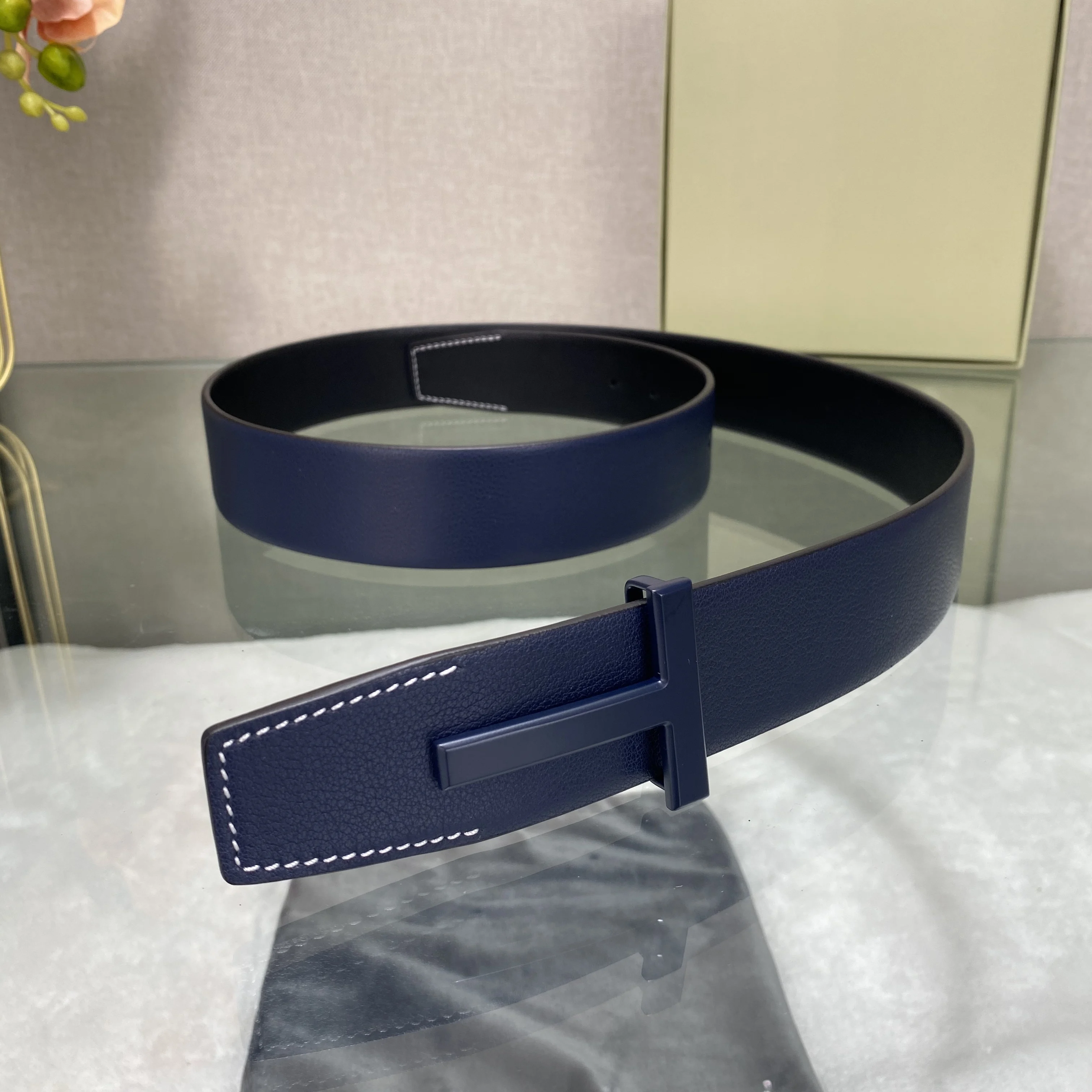 NEW High Quality Letter Designer Belt Denim Formal Genuine Leather Black Men Fashion Luxury T Business  Jeans  Luxury Belt 3.8CM