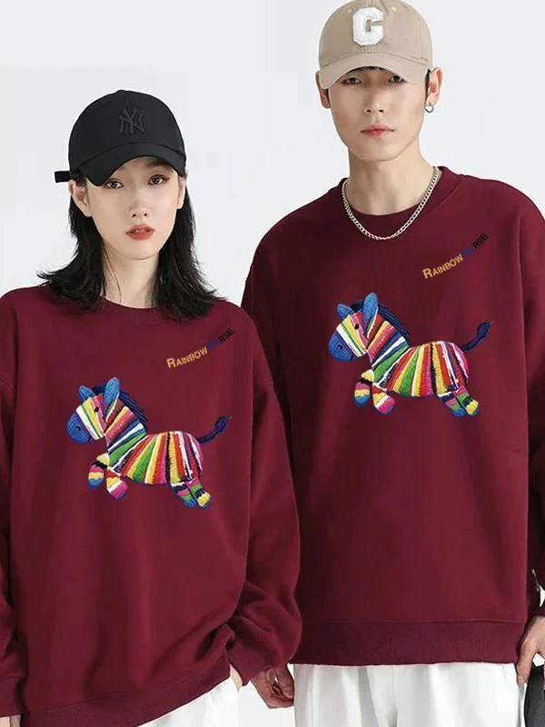 

Red ex Large Size Hoodie Long Sve round Ne Sweatirt Couple Sle Cotton Youth Faion Winter Warm Breathable T-irt