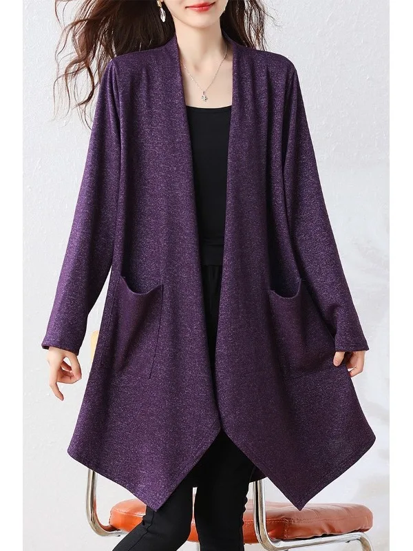 Authentic 2026 Autumn Fashion Versatile Slimming Asymmetrical Mid-Length Elegance Outerwear Polyester Fiber Windbreaker